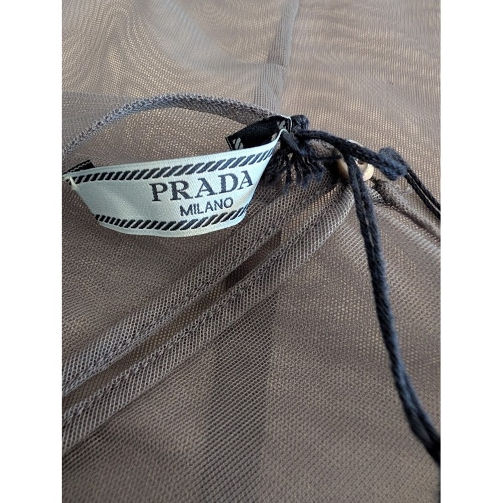 PRADA Embellished Sheer Sleeveless Top Blue Beaded Neckline Womens - Picture 11 of 14
